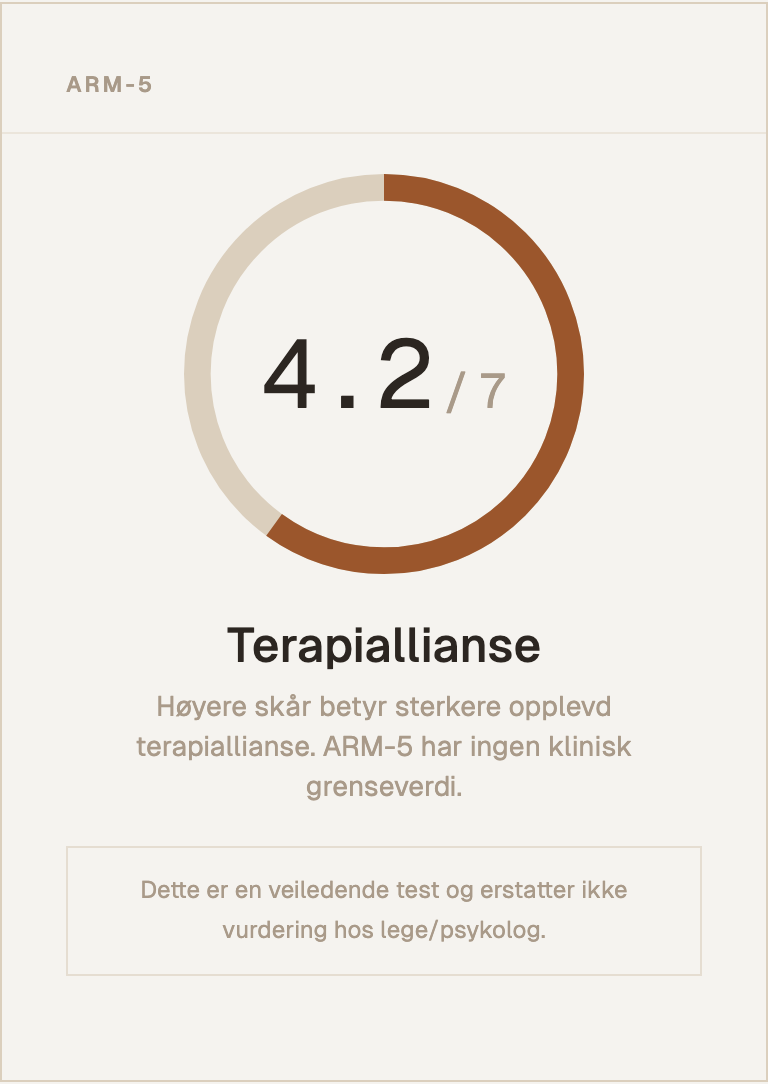 Eksempel på resultatkort for ARM-5